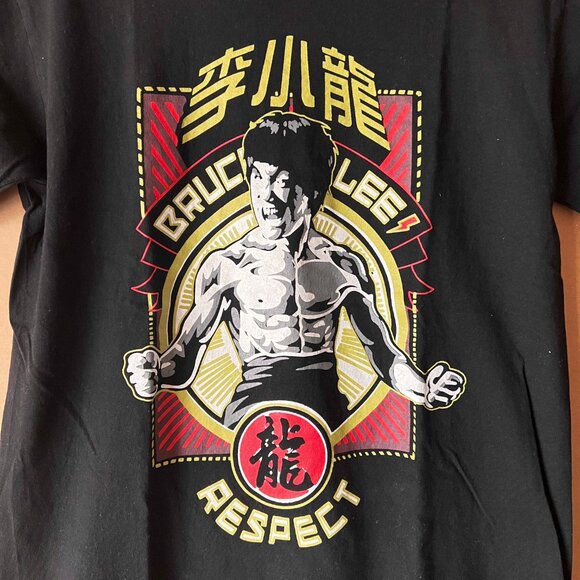 BRUCE LEE "Respect" Black Tee Great graphics Size US L - Picture 2 of 4